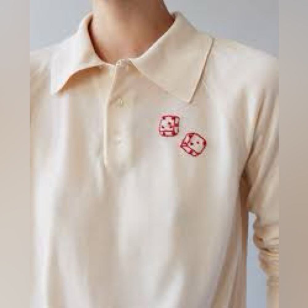 Caron Callahan Noomi Polo Long Red Dice Embroidery